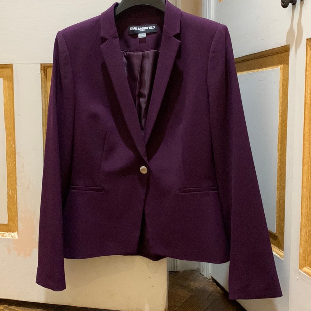 Karl Lagerfeld purple single breasted blazer size 8